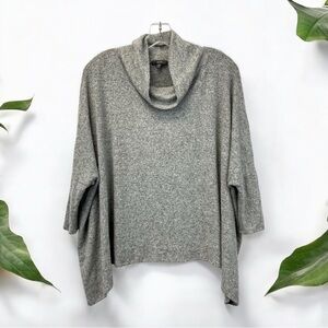 ✨ Gyft Womens Gray 3/4 Sleeve Knitted Cowl Neck Pullover Sweater - Size Medium